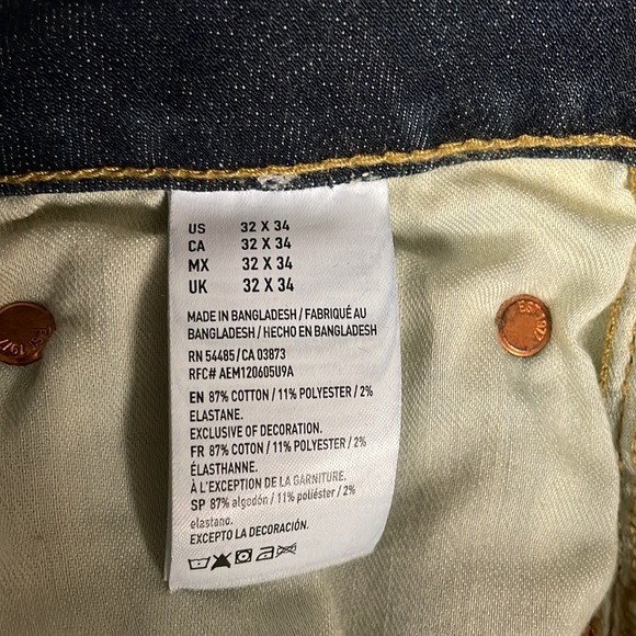 AE Slim Straight 32x34 EXTREME FLEX Dark Wash Denim Jean - Picture 6 of 7